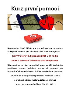 Naučte se zachránit život a zdraví. Přijďte na Kurz první pomoci