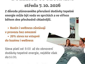 Středa 7. 10. důležité upozornění pro návštěvníky Relaxačního centra